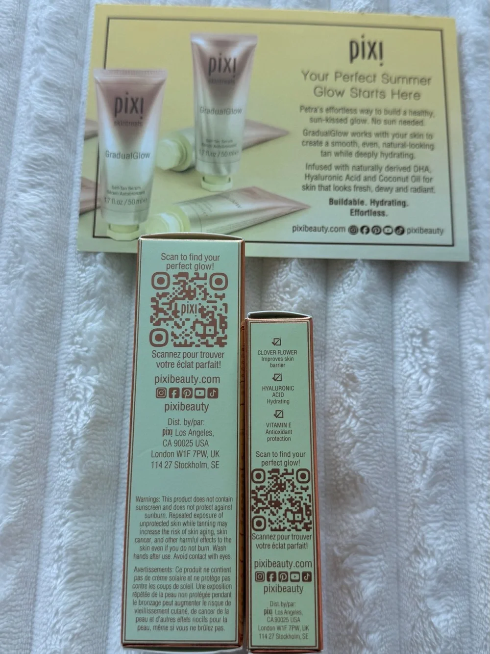 Pixi GradualGlow Self Tan Serum & On-the-Glow Shield SPF 50 Bundle New